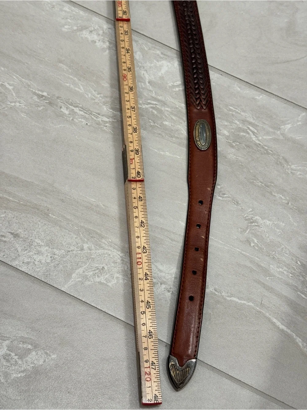 Vintage Western Full Grain Cowhide Leather Fossil Belt Cowgirl